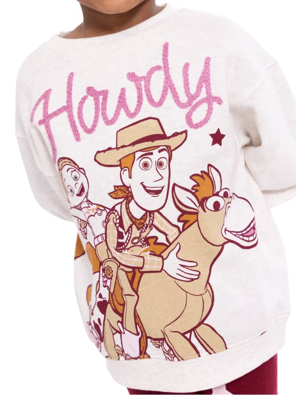 Girls Toy Story “howdy” pullover sweatshirt with bullseye woody and Jessie